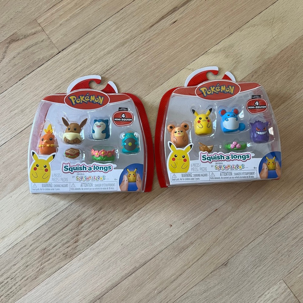 Pokemon Squish-a-longs Squishmallows Series 1 Mini Figures 2 Pk Bundle Jazwares